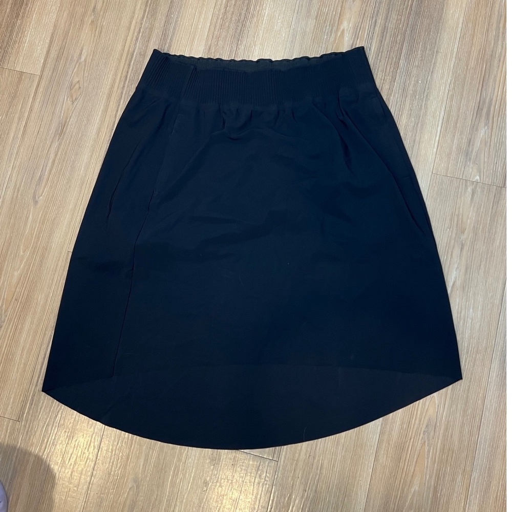 Athleta Womens Cosmic Skirt High-Low Ribbed Waistband Black L